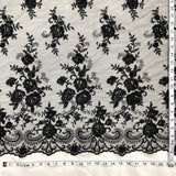 Black Beaded Sequined Lace Fabric 52"
