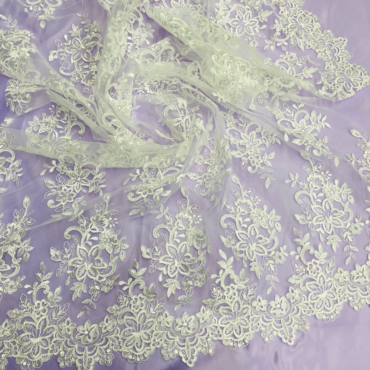 Polyester Corded Bridal Lace Fabric 54" Wide