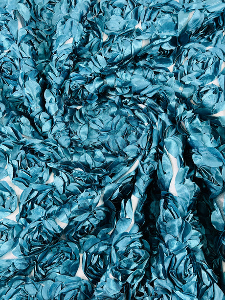 3D Roses On A Mesh Fabric - 54" Width, Color Options (1 Yard)