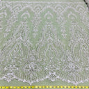 Beaded Lace Fabric on Polyester Net Mesh 52"