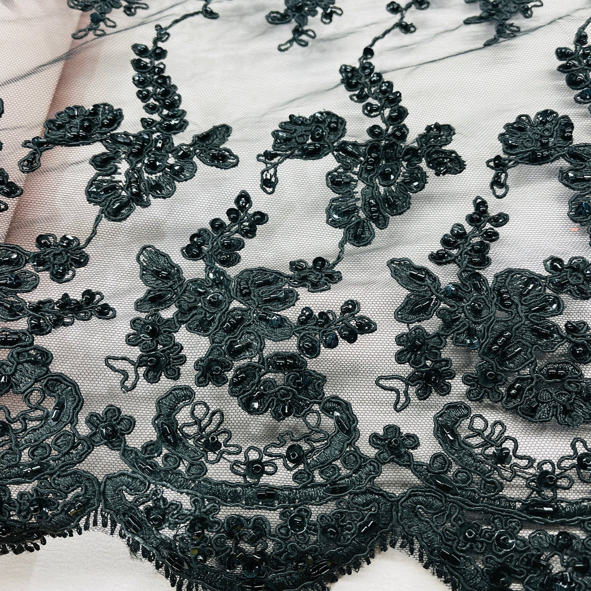 Beaded Corded Lace Mesh