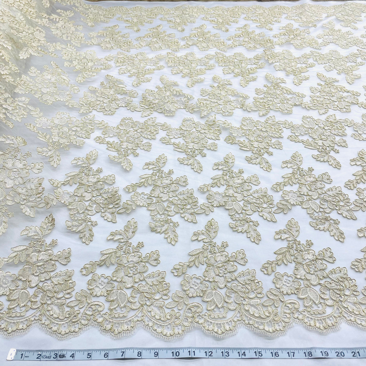 Corded Bridal Lace Embroidered Net Mesh