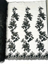 Scarlet 3D Floral Design Lace Fabric - Embroidered Beaded Mesh Lace, Double Scallop, 54" Width (1 Yard)