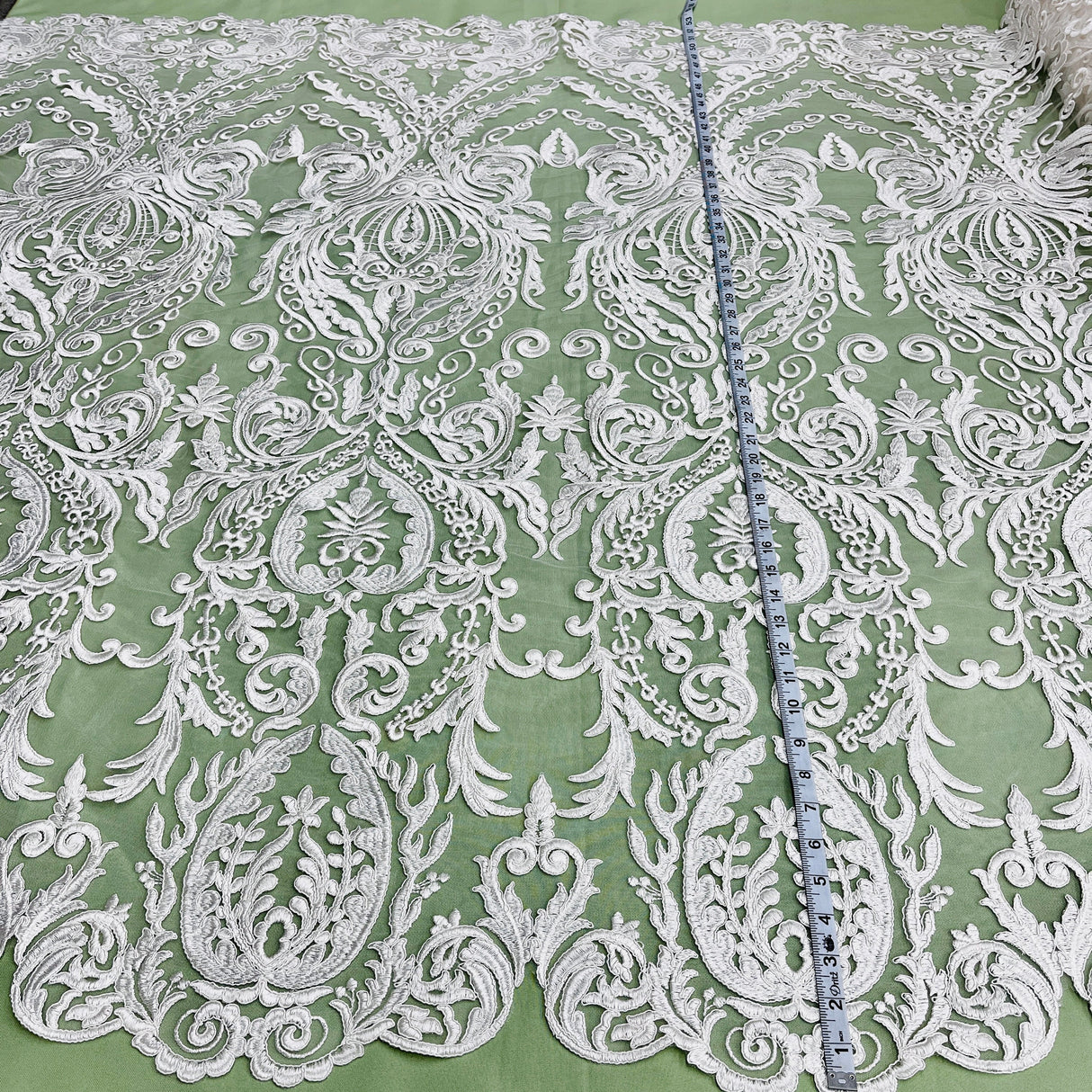 Bridal Lace Fabric Corded Embroidered 48"