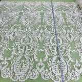 Bridal Lace Fabric Corded Embroidered 48"
