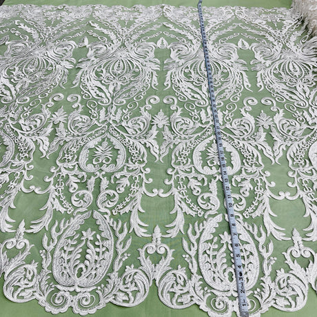 Bridal Lace Fabric Corded Embroidered 48"