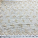 1 Yard Beaded and Corded Bridal Fabric Lace Embroidered on Polyester Net Mesh 54 inch Width