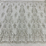 Beaded Lace Fabric on Polyester Net Mesh 52"