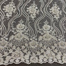 1 Yard Silver Beaded Lace Fabric Embroidered on Polyester Net Mesh Pearl Detail 51 Inch Width