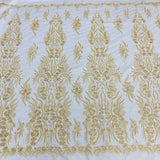 1 Yard Beaded Lace Fabric Embroidered on 100% Polyester Net Mesh | Lace USA - GD-13276 - Ivory