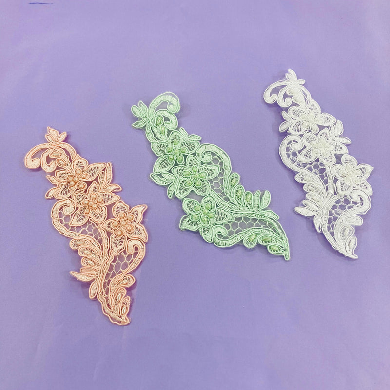 Beaded Lace Applique Organza Embroidered