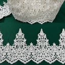 Beaded Corded Lace Trim on Polyester Organza 6"