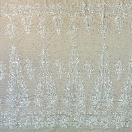 Beaded Lace Fabric Embroidered on Polyester Net Mesh