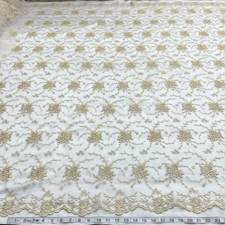 Corded Bridal Lace Fabric 100% Polyester Net Mesh 52"