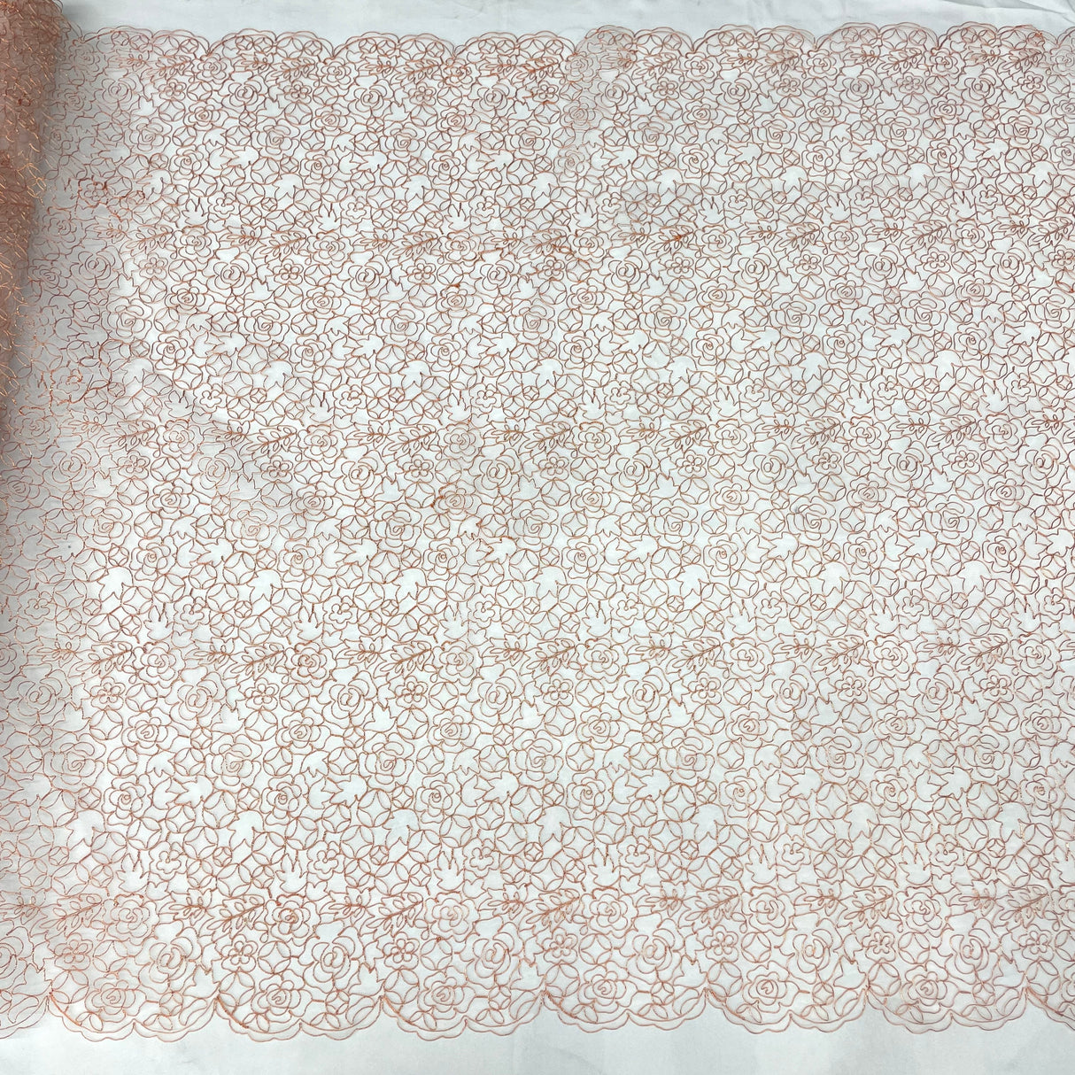 Corded Bridal Lace Fabric Embroidered Net Mesh