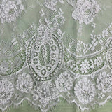 Beaded Chantilly Floral Lace White
