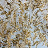 Beaded Lace Fabric on Polyester Net Mesh 54"