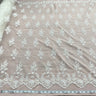 1 Yard - Beaded & Corded Lace Fabric Embroidered on 100% Polyester Net Mesh - Ivory - 53"