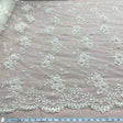 Beaded Lace Fabric Ivory Embroidered Mesh