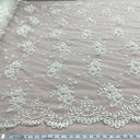 Beaded Lace Fabric Ivory Embroidered Mesh