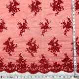 1 Yard Luxurious Beaded & Corded Bridal Lace Fabric Embroidered on Polyester Net Mesh – 54"