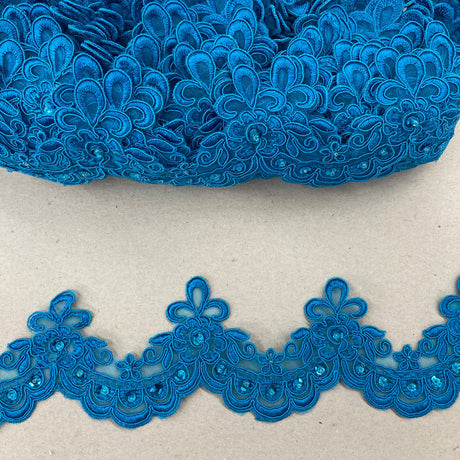 Beaded Lace Trimming 100% Polyester Organza 3"