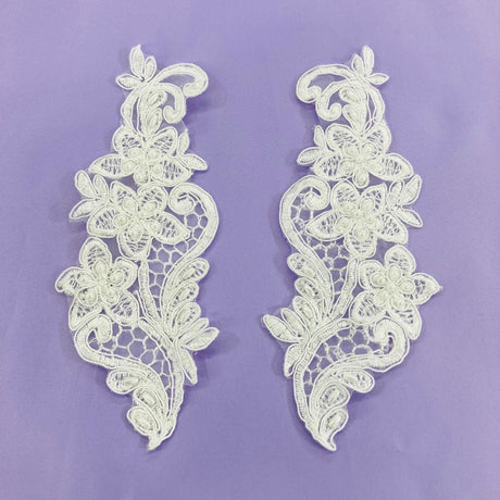Beaded Lace Applique on Polyester Organza