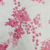 Beaded 3D Floral Lace Fabric - Embroidered On 100% Polyester Net Mesh, 52" Width, Multi Color (1 Yard)