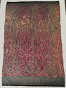 Paisley Sequin Design 4 Way Stretch Mesh Fabric - Nude Paisley Embroidered Iridescent Sequins, 48-50" Width, 36" Length (1 Yard)