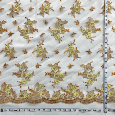Corded Bridal Lace Fabric 100% Polyester Net Mesh
