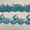 Beaded Corded Lace Trim Metallic