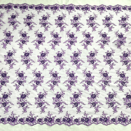 1 Yard Premium Corded Embroidered Bridal Lace Fabric for Elegant Dresses White