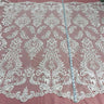1 Yard Silver Corded Bridal Lace Fabric Embroidered on Polyester Net Mesh Floral Design 52 Inch Width