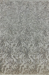 Beaded Sequined Lace Fabric 100% Polyester Net Mesh