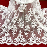 1 Yard Corded Bridal Lace Fabric Embroidered on Polyester Net Mesh 54 inch Width