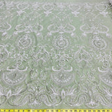 Beaded Lace Fabric on Polyester Net Mesh