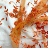 Beaded Lace Fabric on Polyester Net Mesh