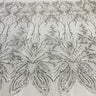 1 Yard Elegant Beaded Lace Fabric Embroidered on 100% Polyester Net Mesh White