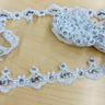 1 Yard White/Silver Beaded Lace Trimming Embroidered on Organza | 2" Wide | Elegant Beaded Edge Trim for Bridal & Formalwear