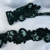 Beaded Corded Lace Trimming Embroidered On 100 Percent Polyester Organza Fabric - 2" Width, 21 Colors (1 Yard)