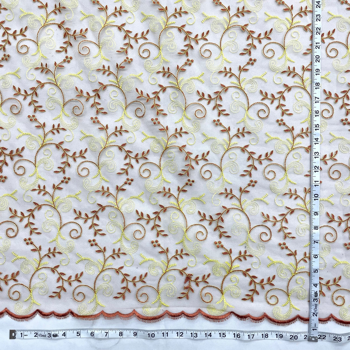 Embroidered Lace Polyester Fabric - Floral Mesh, 52" Width (1 Yard)