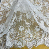Beaded Chantilly Floral Lace White