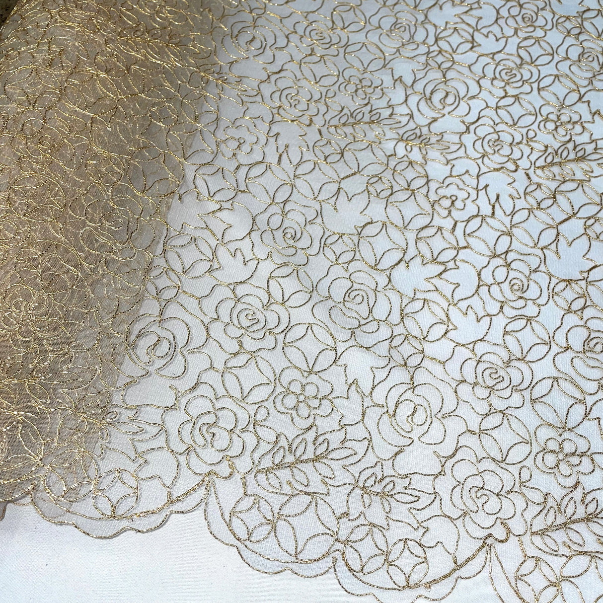 Embroidered Lace Turquoise Mesh