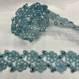 Beaded Corded Lace Trimming Embroidered On 100 Percent Polyester Fabric - Aqua, 2.5" Width (1 Yard)