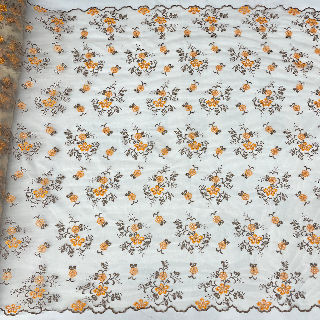 Beaded Embroidered Lace Mesh Fabric