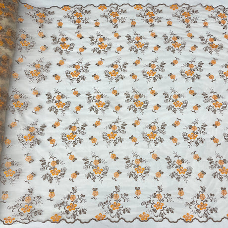 Beaded Embroidered Lace Mesh Fabric