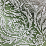 1 Yard Beaded Lace Fabric Embroidered on 100% Polyester Net Mesh | Off White