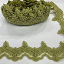 Beaded Corded Lace Trim on Polyester Net Mesh 3" Wide