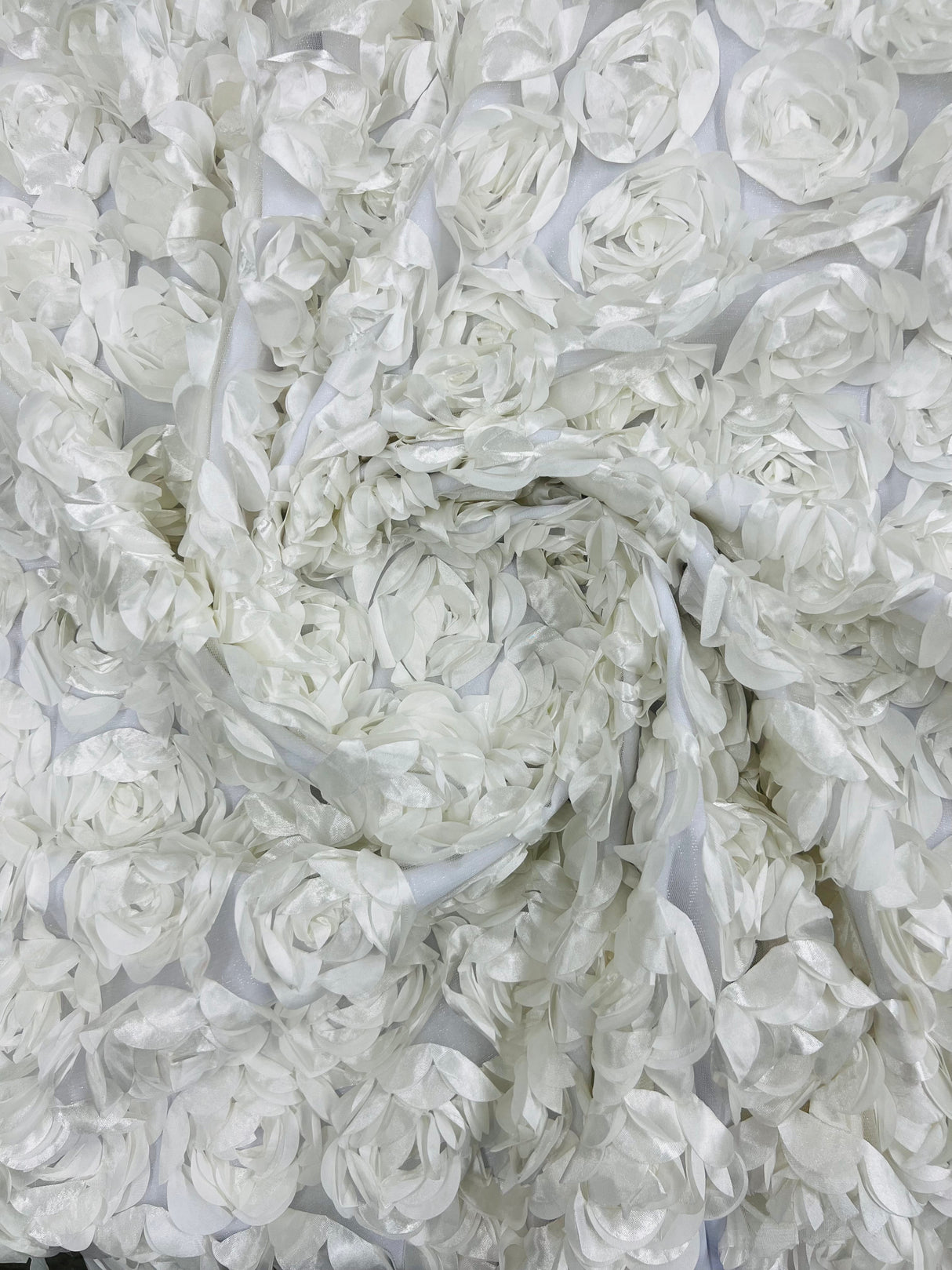 3D Roses On A Mesh Fabric - 54" Width, Color Options (1 Yard)