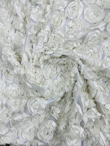 3D Roses On A Mesh Fabric - 54" Width, Color Options (1 Yard)
